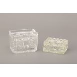 TWO RECTANGULAR CUT GLASS ASHTRAYS