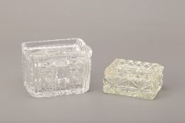 TWO RECTANGULAR CUT GLASS ASHTRAYS