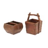 TWO ORIENTAL RUSTIC WOOD CONTAINERS