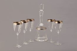 A COSMO VERSACE DECANTER AND WINE GLASSES