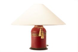 A TOLEWARE TEA CANISTER TYPE TABLE LAMP