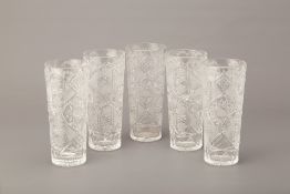 FIVE CUT GLASS HIGH BALL GLASSES