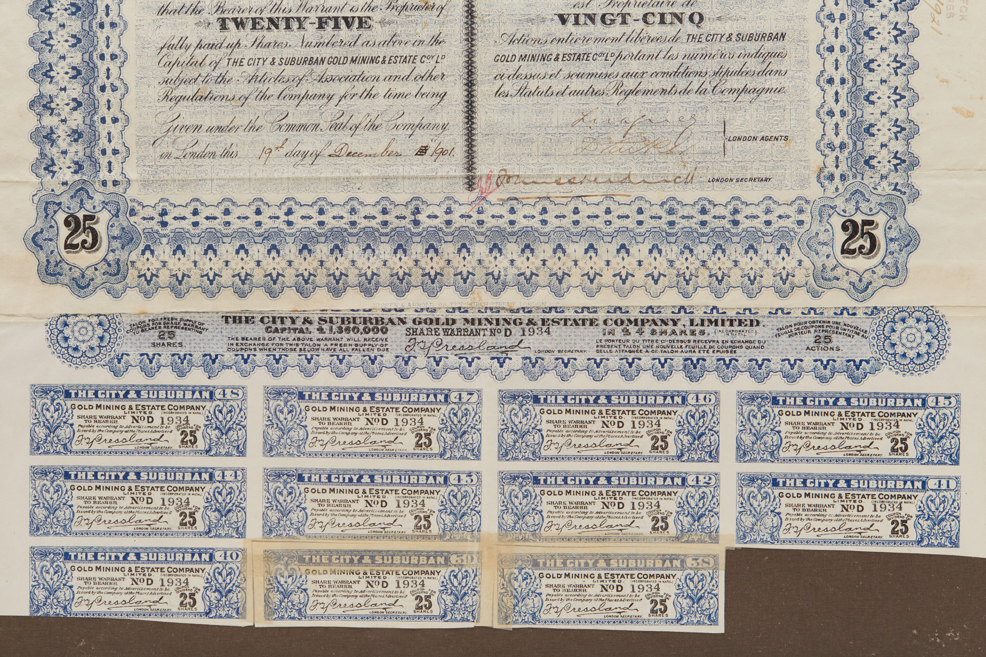 TWO SOUTH AFRICAN MINING SHARE CERTIFICATES - Image 3 of 5