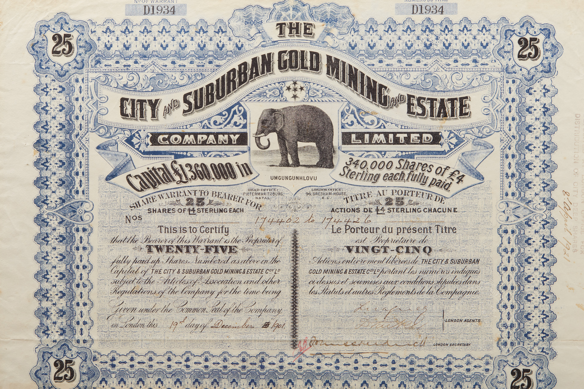 TWO SOUTH AFRICAN MINING SHARE CERTIFICATES - Image 2 of 5