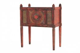 A JAVANESE RUSTIC PAINTED TEAK CABINET