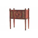 A JAVANESE RUSTIC PAINTED TEAK CABINET