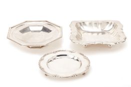 THREE SILVER PLATED SERVING DISHES