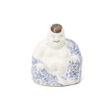 A BLUE AND WHITE PORCELAIN FIGURE OF BUDAI