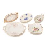 A GROUP OF FIVE EUROPEAN PORCELAIN DISHES