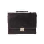 A KENNETH COLE BLACK LEATHER BRIEFCASE