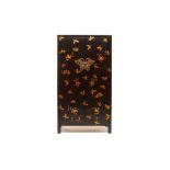 A CHINESE BLACK LACQUER AND GOLD BUTTERFLY CABINET