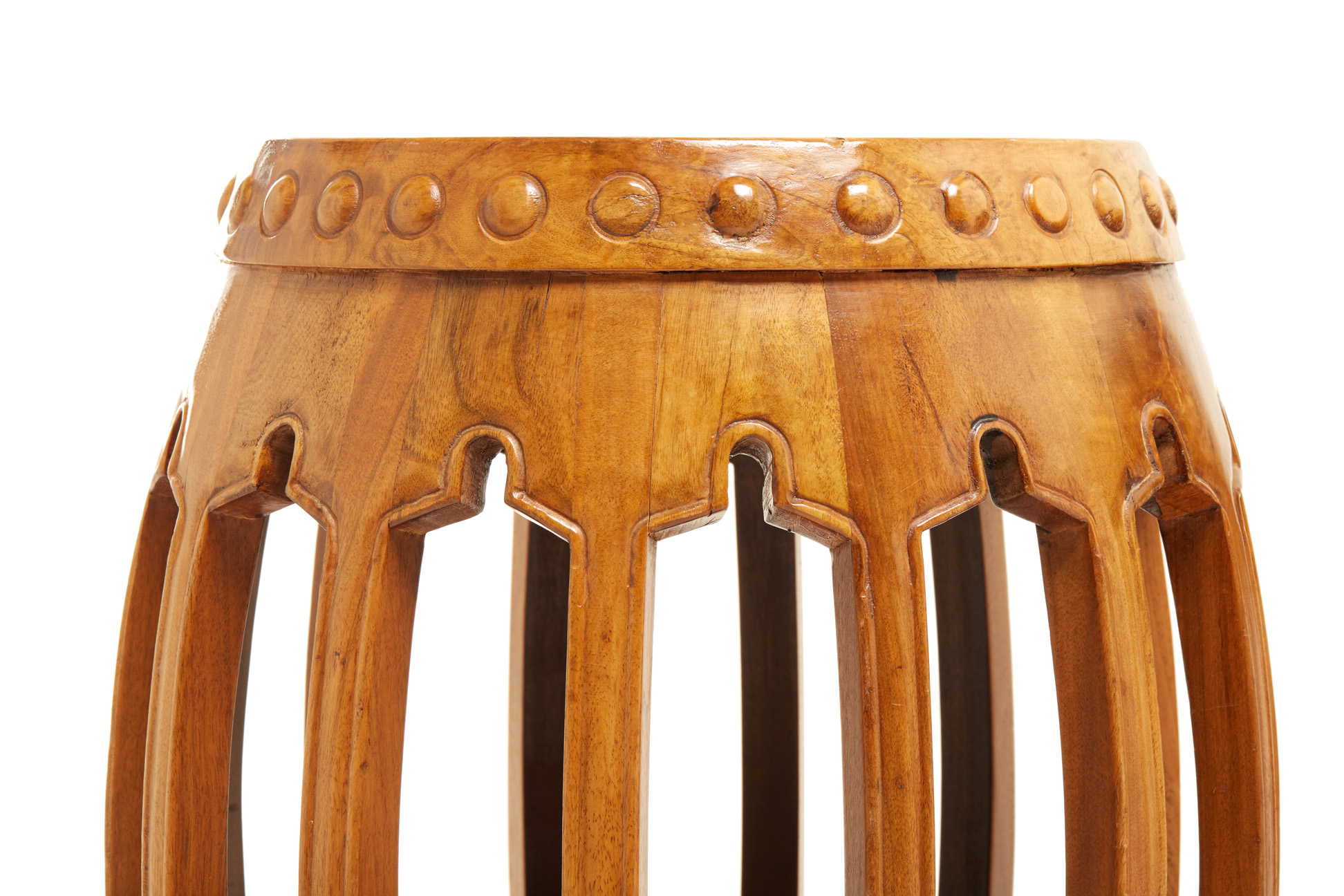 A PAIR OF WOODEN BARREL FORM DRUM STOOLS - Image 2 of 2