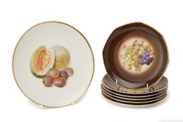 A GROUP OF EUROPEAN FRUIT DECORATED PORCELAIN PLATES