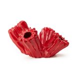 A CONTEMPORARY RED PORCELAIN SCULPTURE