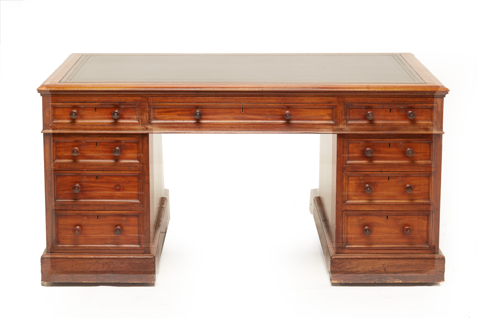 A VICTORIAN MAHOGANY TWIN PEDESTAL DESK - Image 2 of 4