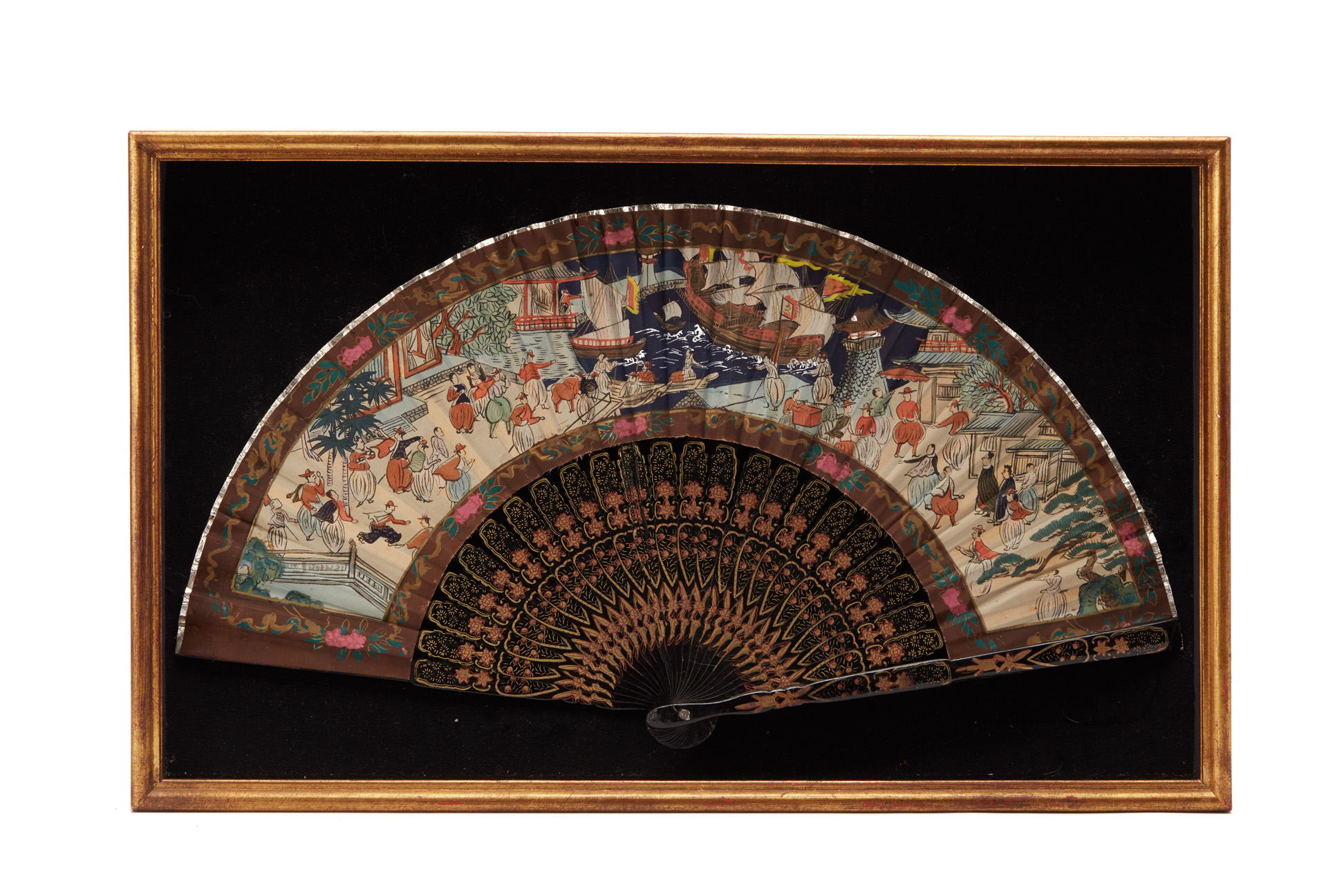 AN ORIENTAL LACQUER FAN