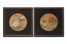 A PAIR OF CHINESE WATERCOLOURS ON SILK