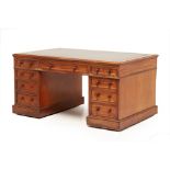 A VICTORIAN MAHOGANY TWIN PEDESTAL DESK