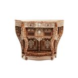 A SYRIAN MOTHER OF PEARL AND BONE INLAID CONSOLE TABLE