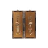 A PAIR OF CHINESE STONE INLAID WALL PANELS