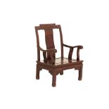 A CHINESE ROSEWOOD ARMCHAIR