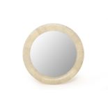 A LARGE CIRCULAR SHAGREEN MIRROR