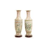 TWO VERY LARGE FAMILLE ROSE PORCELAIN FLOOR VASES