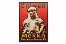 A VINTAGE CRUWELL MEKKA CIGARETTES ADVERTISING POSTER