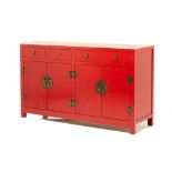 A CHINESE RED LACQUER SIDEBOARD