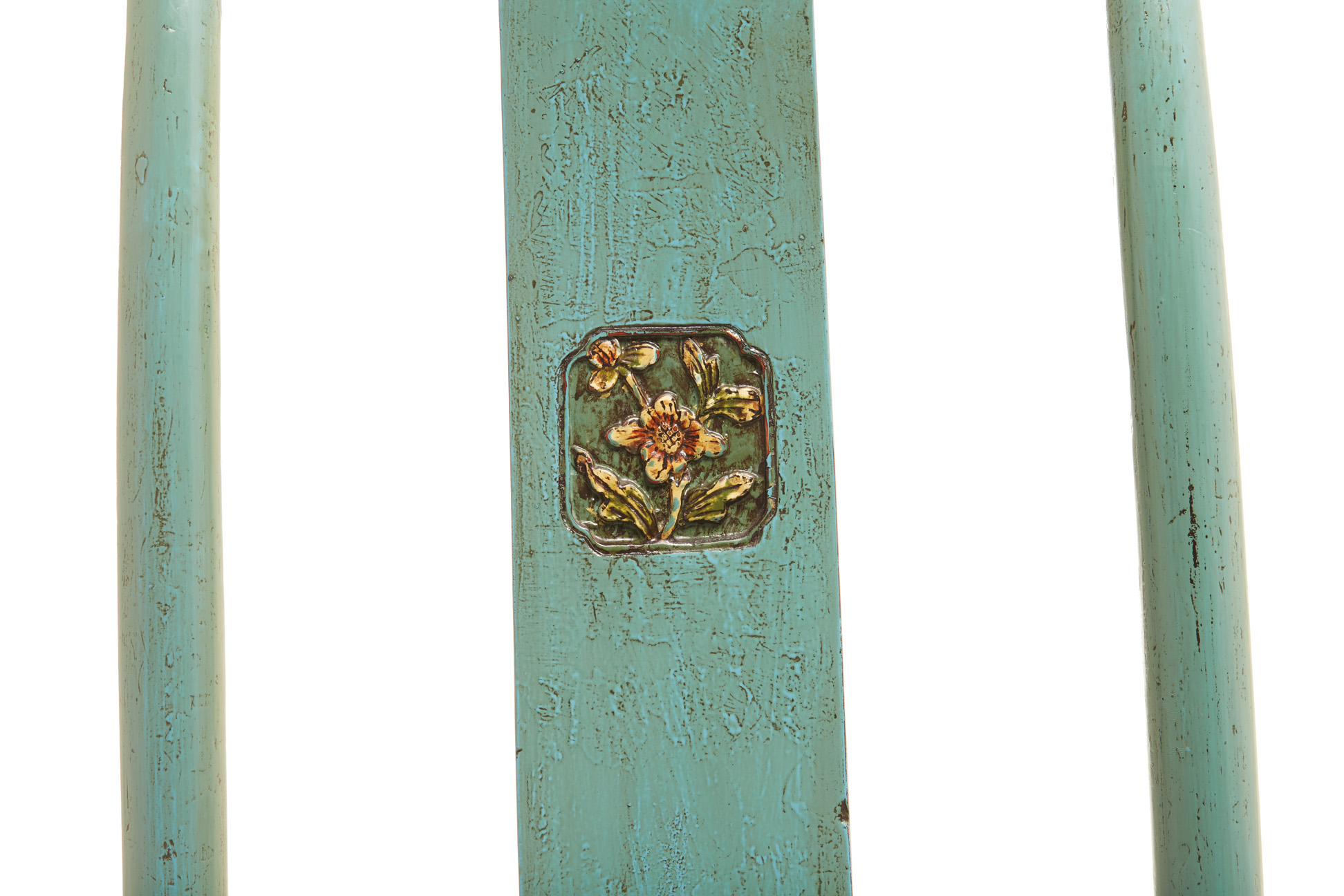 A PAIR OF CHINESE TEAL/GREEN PAINTED CHAIRS - Image 4 of 4