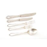 A SERVICE OF SILVER PLATED FLATWARE FOR SIX