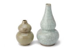 TWO DOUBLE GOURD CRACKLE GLAZED VASES