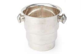 A SILVER PLATED TWIN HANDLED WINE COOLER