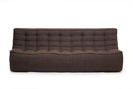 A DARK GREY ETHNICRAFT PADDED SOFA