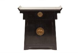 A CHINESE BLACK LACQUER SIDE CABINET