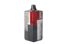 A CONTEMPORARY GREY, BLACK & RED VASE