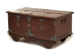 A METAL MOUNTED JAVANESE TEAK CHEST