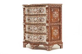 A SYRIAN MOTHER OF PEARL AND BONE INLAID CHEST OF DRAWERS