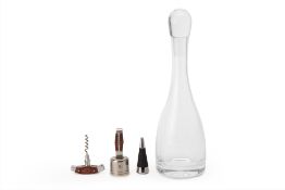 A LAGUIOLE BAR SET AND A GLASS DECANTER