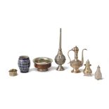 A GROUP OF ASSORTED SILVER, METALWARE AND CERAMICS