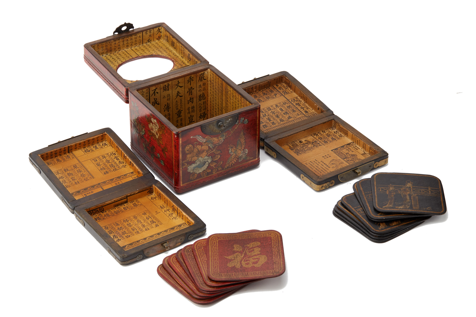 TWO SETS OF CHINESE COASTERS AND A TISSUE BOX - Image 2 of 6