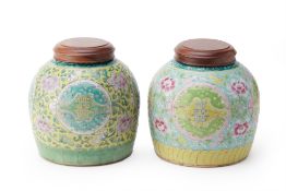 TWO SIMILAR STRAITS CHINESE STYLE GINGER JARS