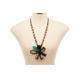 A MARNI STONE FLOWER PENDANT ON CHAIN