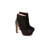 A PAIR OF MIU MIU BLACK SUEDE ANKLE BOOTS EU 36