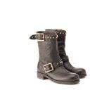 A PAIR OF JIMMY CHOO 'DASH' LEATHER STUDDED BOOTS EU 36