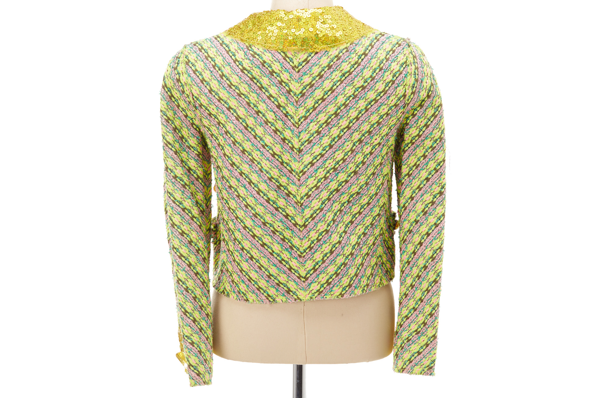 A MARC JACOBS MULTICOLOURED & YELLOW SEQUIN TWEED JACKET - Image 3 of 3
