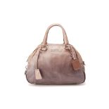 A PRADA BROWN LEATHER OMBRE HANDBAG