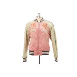 A GUCCI PINK & GREEN QUILTED BOMBER JACKET