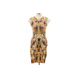 AN ALEXANDER MCQUEEN GOLD PRINTED BODYCON DRESS