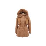 A CLAUDIE PIERLOT TAN SHEEPSKIN LINED COAT